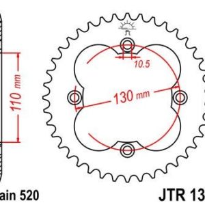 HONDA - Corona JT 1350 de acero con 38 dientes -