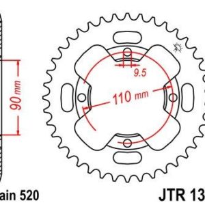 HONDA - Corona JT 1354 de acero con 38 dientes -