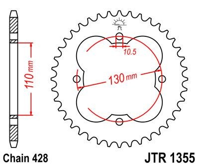 Corona JT 1355 de acero con 48 dientes