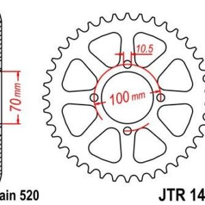 Corona JT 1411 de acero con 50 dientes