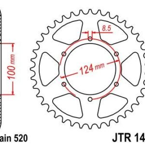 Corona JT 1412 de acero con 37 dientes