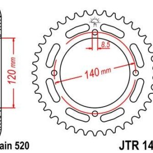 Corona JT 1413 de acero con 39 dientes