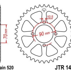 Corona JT 1414 de acero con 43 dientes