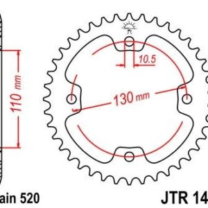Corona JT 1415 de acero con 38 dientes