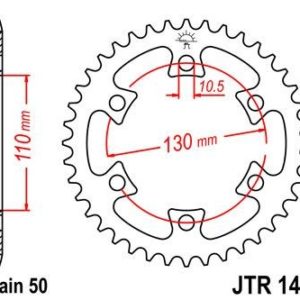 Corona JT 1421 de acero con 40 dientes