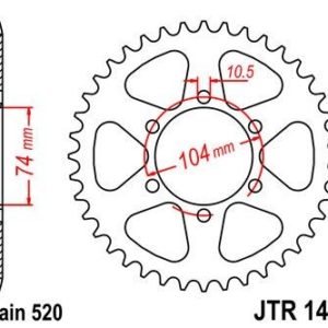 Corona JT 1458 de acero con 40 dientes