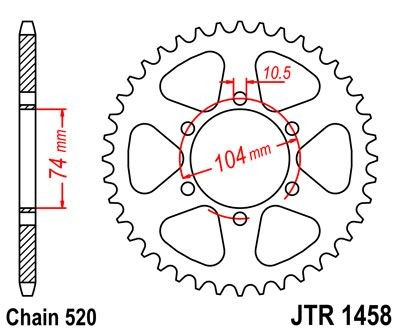 Corona JT 1458 de acero con 40 dientes