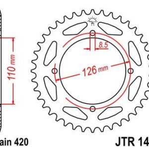 Corona JT 1465 de acero con 46 dientes