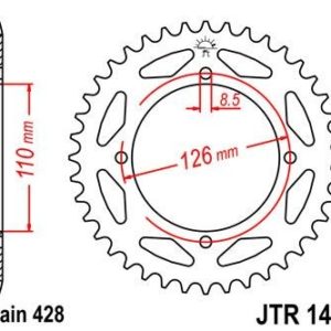 Corona JT 1466 de acero con 47 dientes