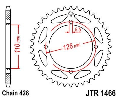 Corona JT 1466 de acero con 47 dientes