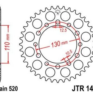 Corona JT 1486 de acero con 40 dientes
