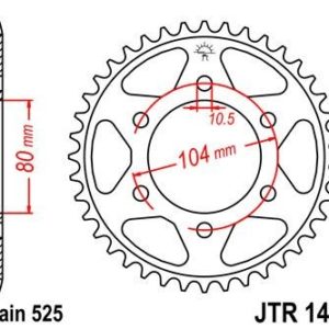 Corona JT 1489 de acero con 42 dientes