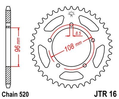 Corona JT 16 de acero con 41 dientes