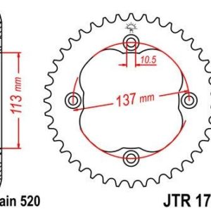 Corona JT 1760 de acero con 36 dientes