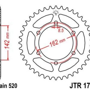 Corona JT 1785 de acero con 48 dientes