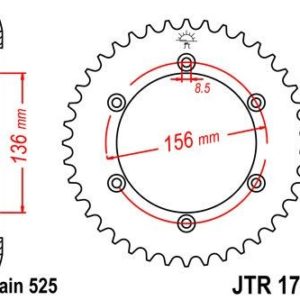 Corona JT 1791 de acero con 41 dientes