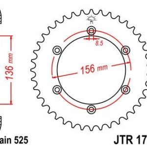Corona JT 1791 de acero con 43 dientes