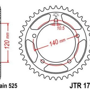 KAWASAKI - Corona JT 1792 de acero con 41 dientes -