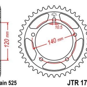 Corona JT 1792 de acero con 42 dientes
