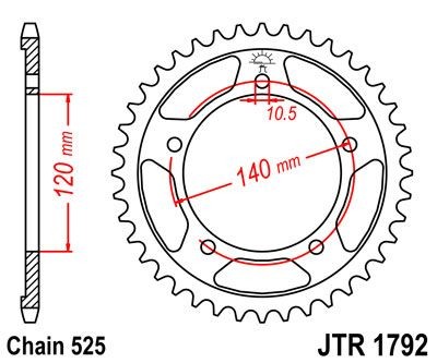 Corona JT 1792 de acero con 48 dientes