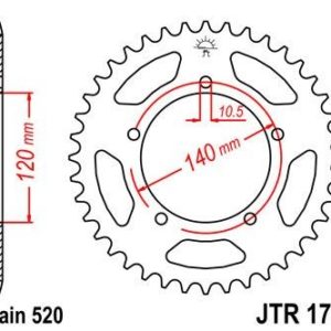 Corona JT 1793 de acero con 42 dientes