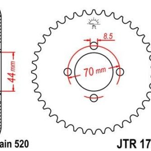 Corona JT 1795 de acero con 22 dientes