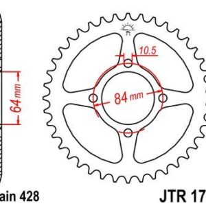 Corona JT 1796 de acero con 49 dientes