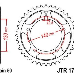 Corona JT 1797 de acero con 41 dientes