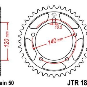 Corona JT 1800 de acero con 42 dientes