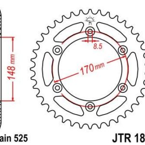 Corona JT 1821 de acero con 47 dientes