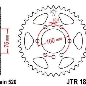 Corona JT 1825 de acero con 37 dientes