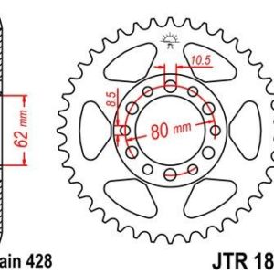 Corona JT 1842 de acero con 37 dientes