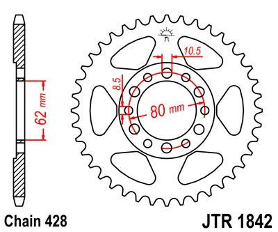 Corona JT 1842 de acero con 52 dientes