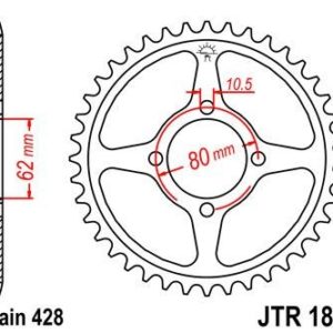 Corona JT 1843 de acero con 49 dientes