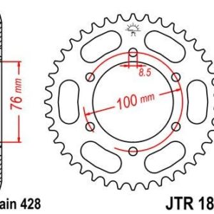 Corona JT 1844 de acero con 48 dientes