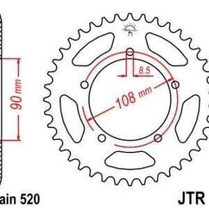 Corona JT 18 de acero con 45 dientes