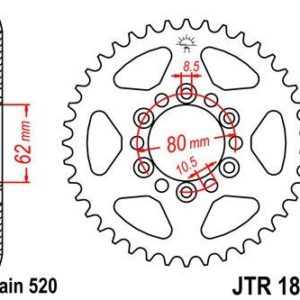 Corona JT 1845 de acero con 37 dientes