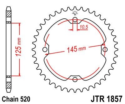 Corona JT 1857 de acero con 38 dientes