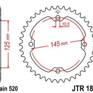 Corona JT 1857 de acero con 45 dientes
