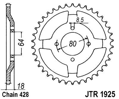 Corona JT 1925 de acero con 47 dientes