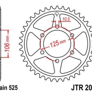 Corona JT 2014 de acero con 47 dientes