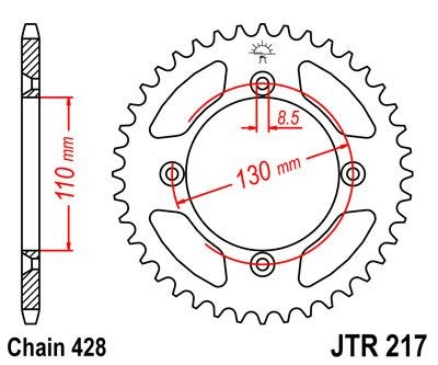 Corona JT 217 de acero con 55 dientes