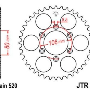 Corona JT 22 de acero con 45 dientes