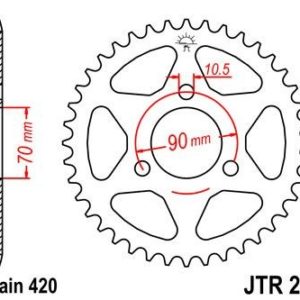 Corona JT 239 de acero con 47 dientes