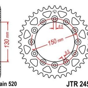 Corona JT 245/2 de acero con 40 dientes