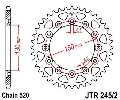 Corona JT 245/2 de acero con 40 dientes