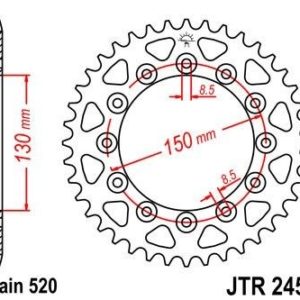 Corona JT 245/2 de acero con 45 dientes