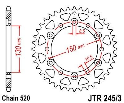 Corona JT 245/3 de acero con 42 dientes