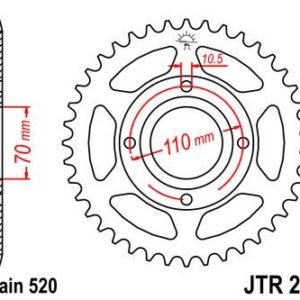 Corona JT 248 de acero con 44 dientes