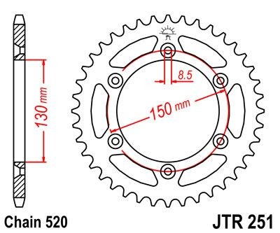 Corona JT 251 de acero con 50 dientes